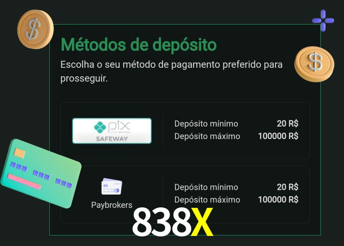 O cassino 838X oferece uma grande variedade de métodos de pagamento